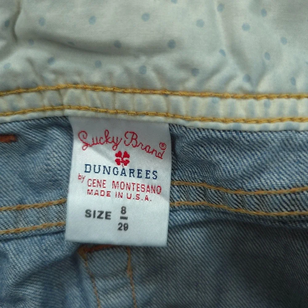Lucky Brand Skirt Womens 8 Blue Denim Dungarees Mini Frayed Hem Y2K USA Made Raw